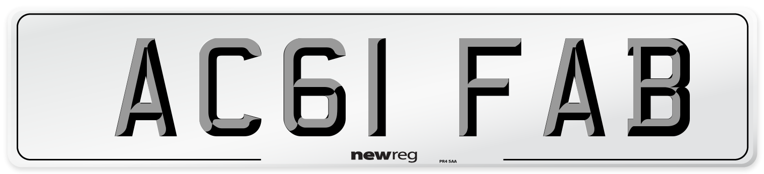 AC61 FAB Number Plate from New Reg